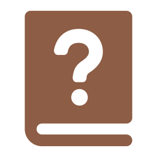 Brown book with a question mark icon.